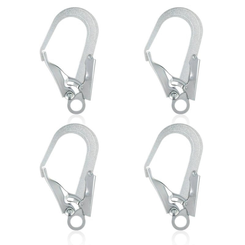 Housoutil Rebar Snap Hook, 4PCS High Strength Alloy Steel Large Fall Protection Hooks, Multifunctional Safety Harness Lanyard for Outdoor Fall Protection