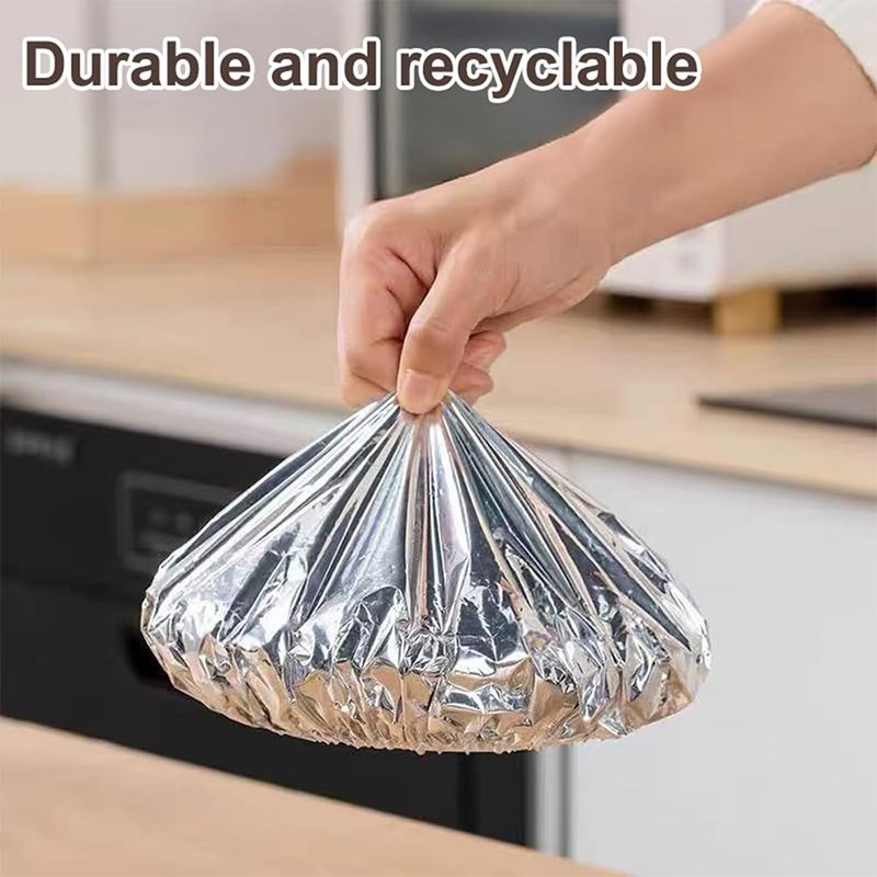 Reusable Aluminum Foil Insulation Cover, 50Pcs Food Covers for Keeping Food Warm, 110℃ Heat Resistant Elastic Bowl Covers for Leftovers, Meal Prep & Picnic, Fits 11-28cm Round/Square Plates (50)