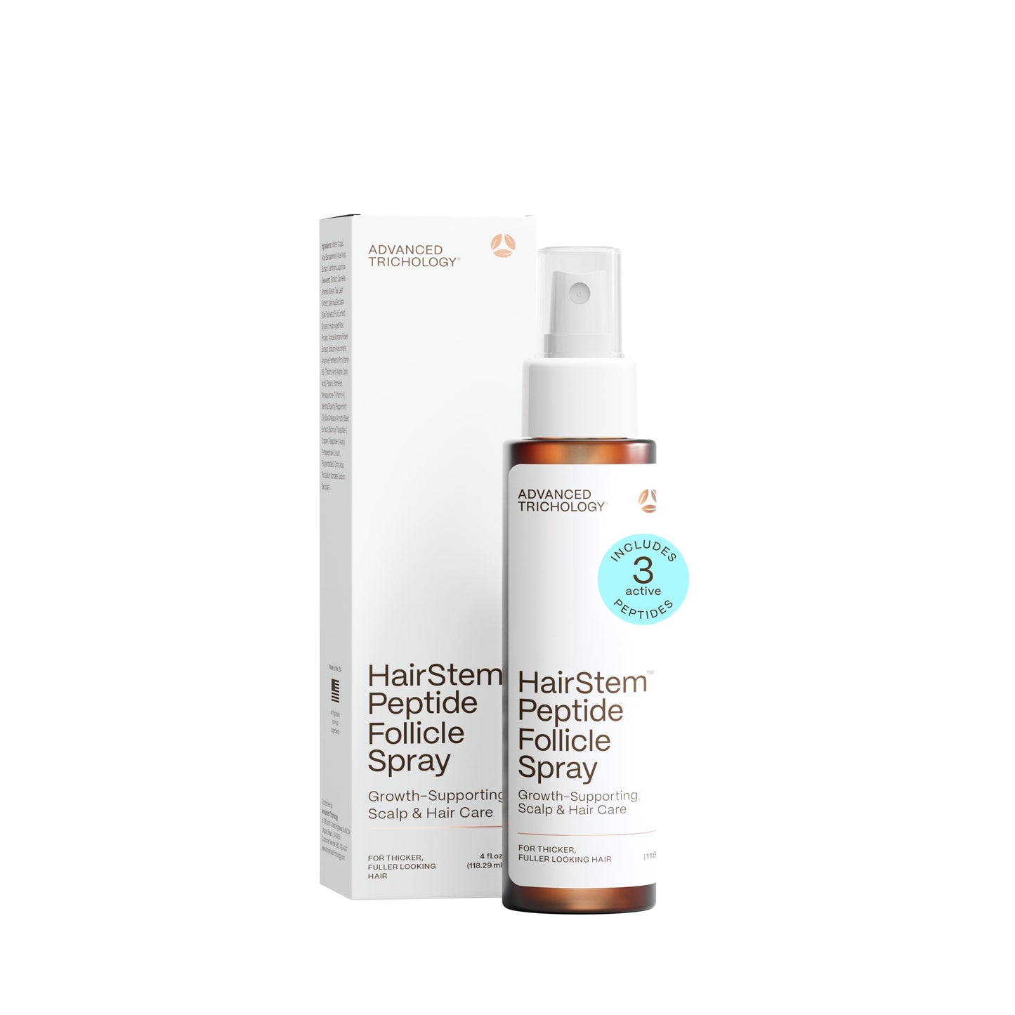 Advanced Trichology HairStem™ Peptide Spray for Thicker, Fuller-Looking Hair | Leave-In Post-Shower Scalp Spray with Peptides, Rice Protein & Prebiotics | Lightweight, Non-Greasy Volumizing Hair Spray