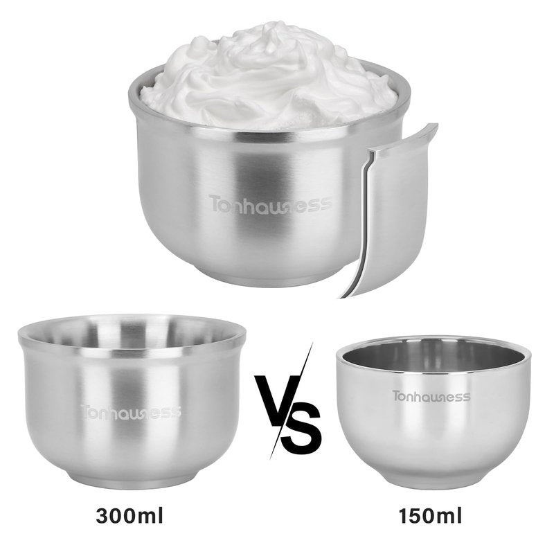 Shaving Brushes Kit For Men, 4 In 1 Shaving Brush Set Includes Nylon Bristle Shaving Brush, Sandalwood Shaving Cream, Stainless Steel Shaving Bowl and Stand (Nylon Bristle with Cream)