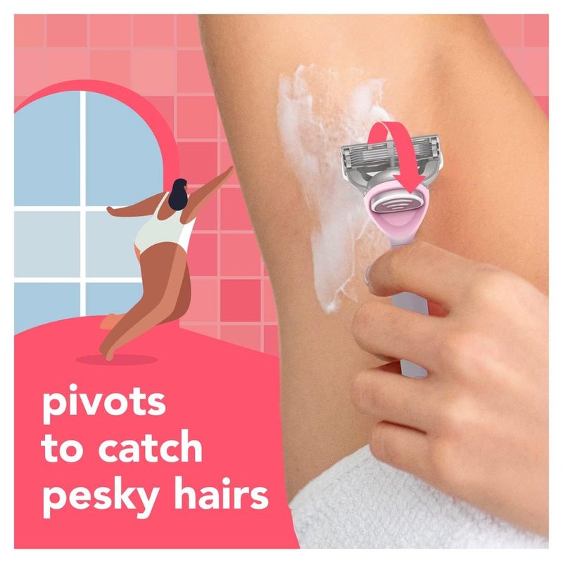 joy Razors for Women, 1 Handle, 8 Razor Blade Refills, Pink, Lubrastrip to Help Avoid Skin Irritation