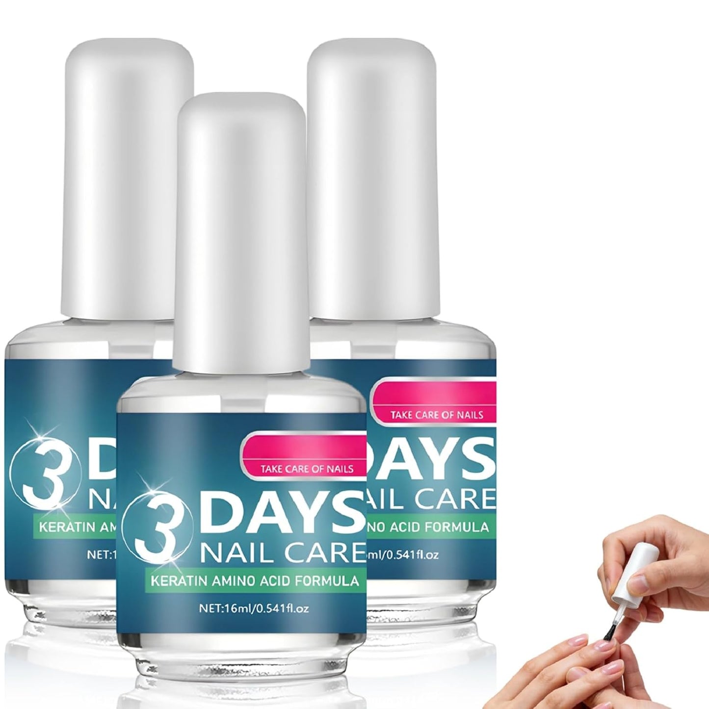 Nail Care Treatment - 3PCS Keratin Amino Acid Moisturizing Set for Dry, Weak Nails | 16ML Cuticle Oil for Strength & Shine