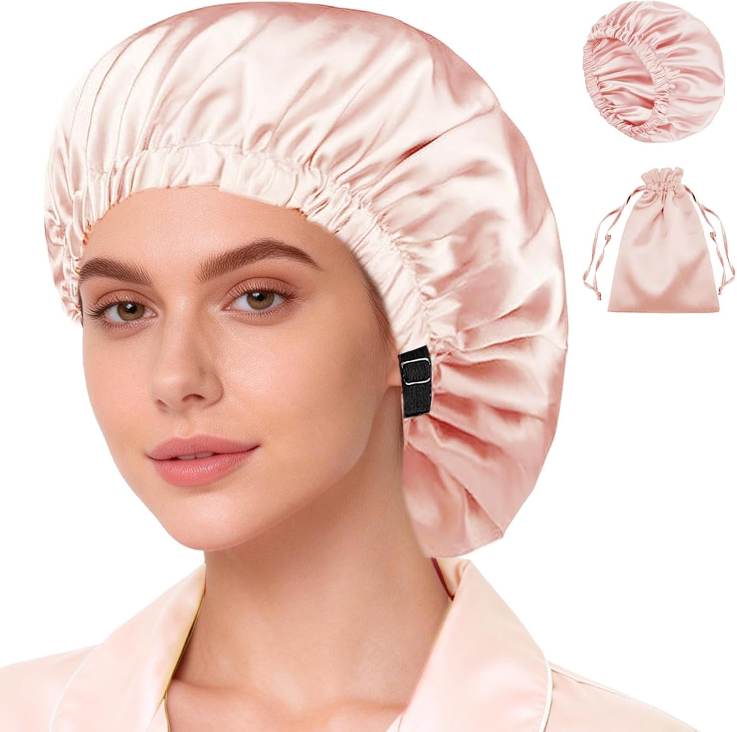 Silk Satin Bonnet Set - Soft Sleep Caps for Curly Hair | 2-Pack, Women's Night Bonnets
