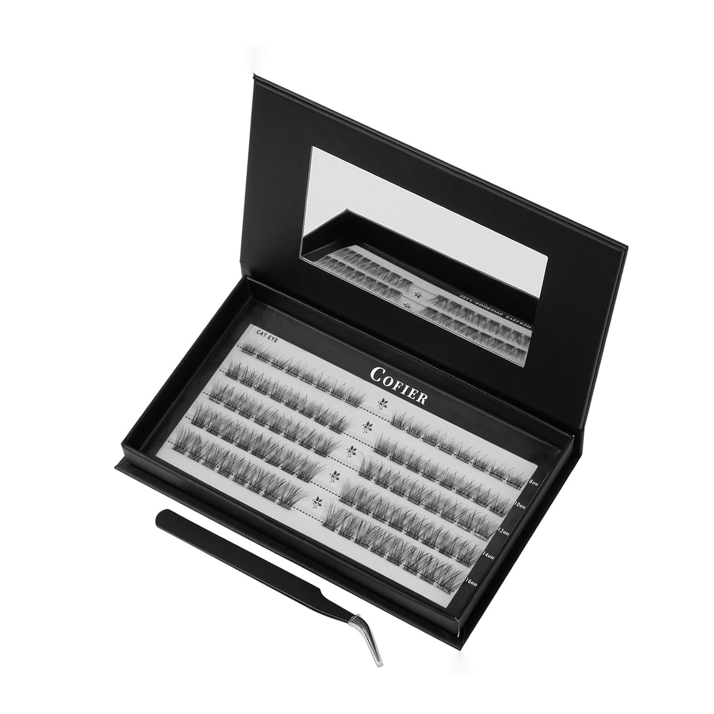 Wispy Lash Clusters Kit - 100 Pcs Individual Eyelash Clusters (12-20mm D Curl) | DIY Extension Kit with Tweezers, Natural Fluffy Lashes for Beginners