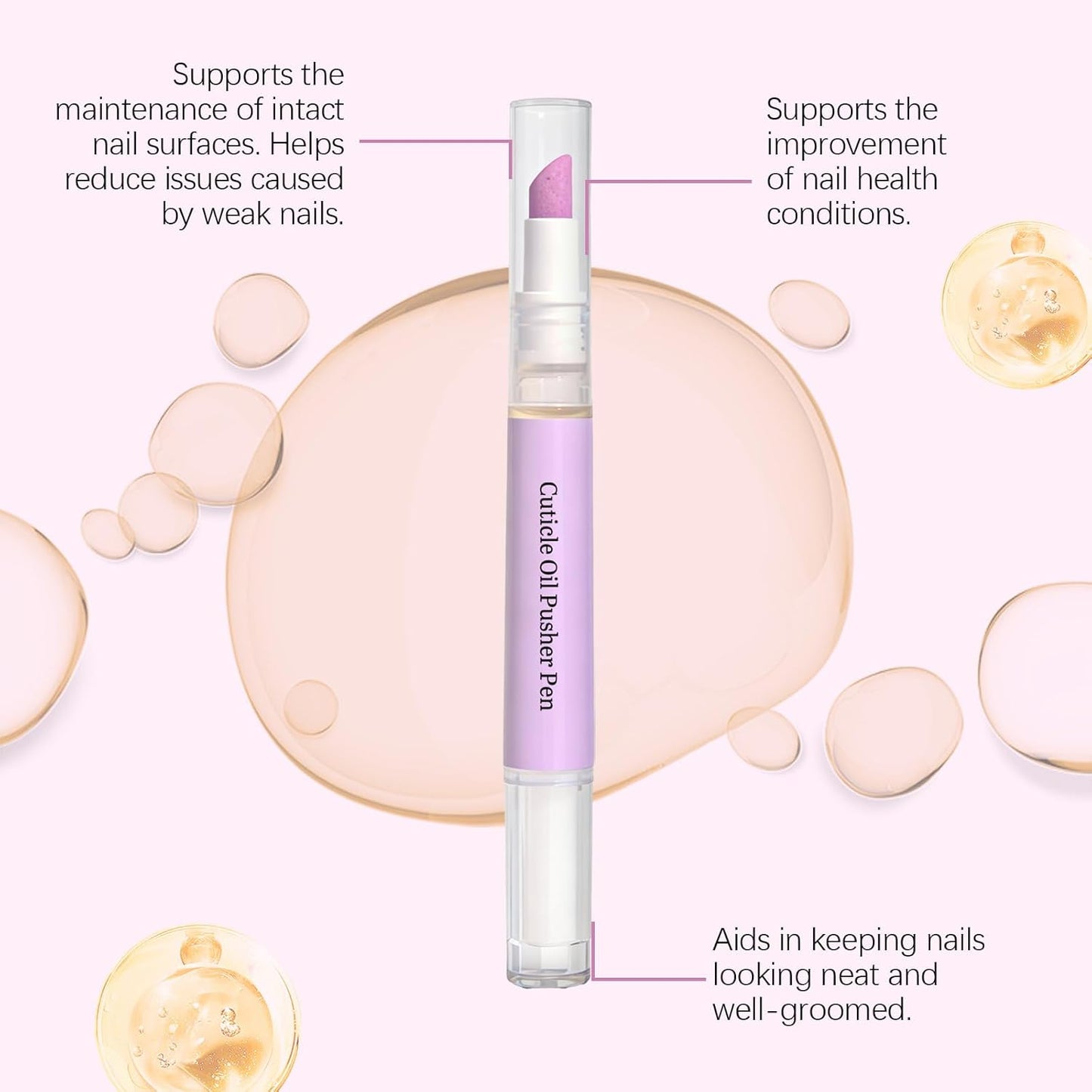 Cuticle Oil Pusher Pen - 2-in-1 Ceramic Nail Care Tool for Dry & Damaged Nails | Moisturize & Strengthen (1 Pc)