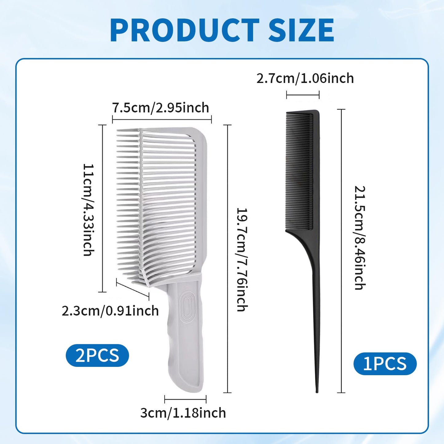 Qiyuda 2 Pcs Blend Friend Fade Comb with Tail Comb, Professional Barber Frend Fade Cutting Tool