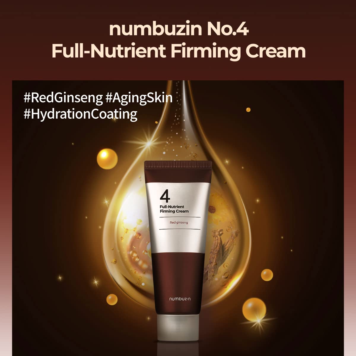 Numbuzin No.4 Cream - Full-Nutrient Firming Cream for Skin Elasticity & Anti-Aging | Red Ginseng & Niacinamide | 2.02 fl. oz.