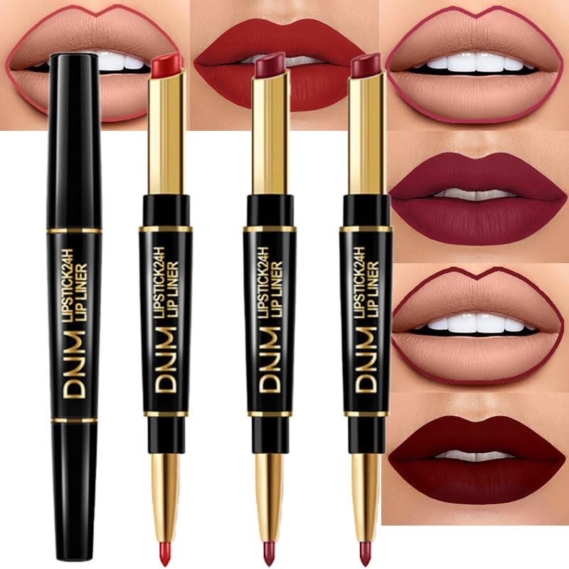 Chestnut Nude Brown Matte Lip Liner & Lipstick Set - Long Lasting, Waterproof, Smudge Proof | Antique Rose