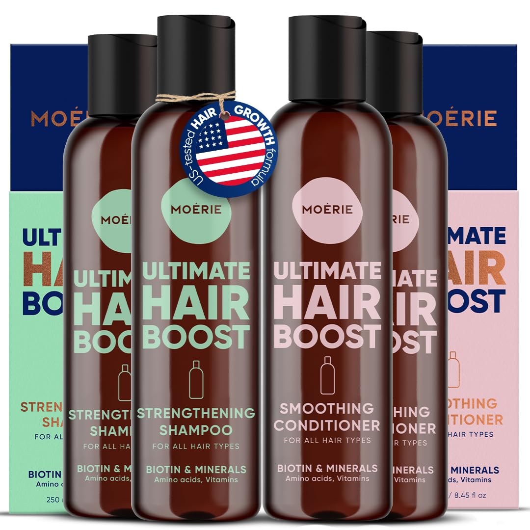 Moerie Hair Growth Shampoo and Conditioner for Women and Men, Hair Loss Solution with Biotin and Rosemary, Thickening Shampoo and Conditioner for Thinning Hair – Promotes Regrowth, Double Set