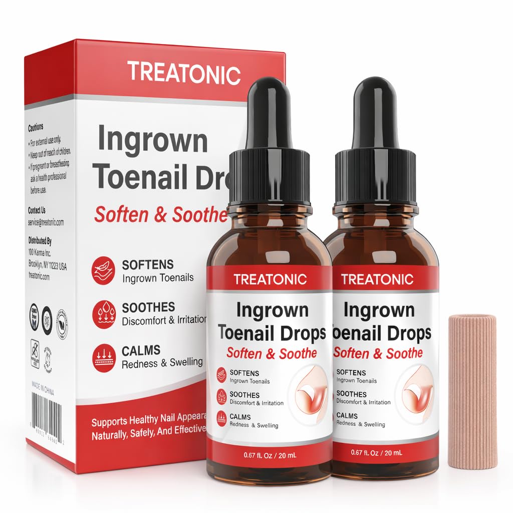 Ingrown Toenail Treatment Kit - Nail Softening Drops & Precision Clippers for Thick Curved Nails | Home Use Tool