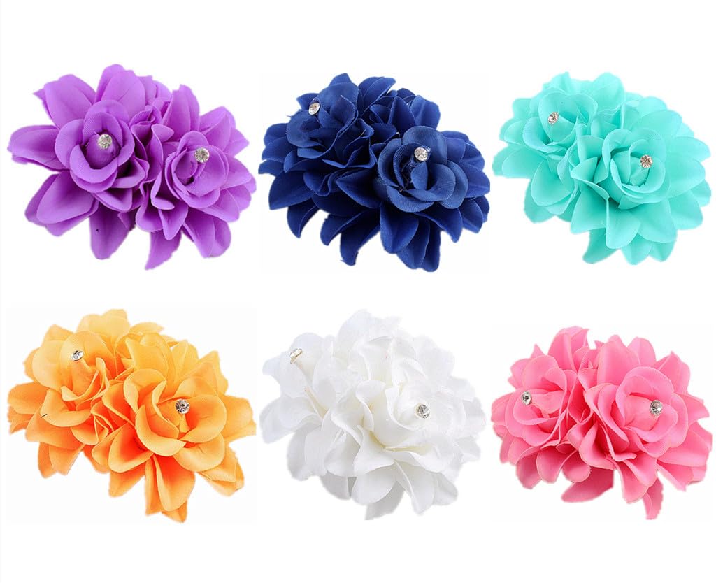Flower Hair Clip - Bohemian Hawaiian Orchid Alligator Hairpin | 4 Inches, 8 Pieces