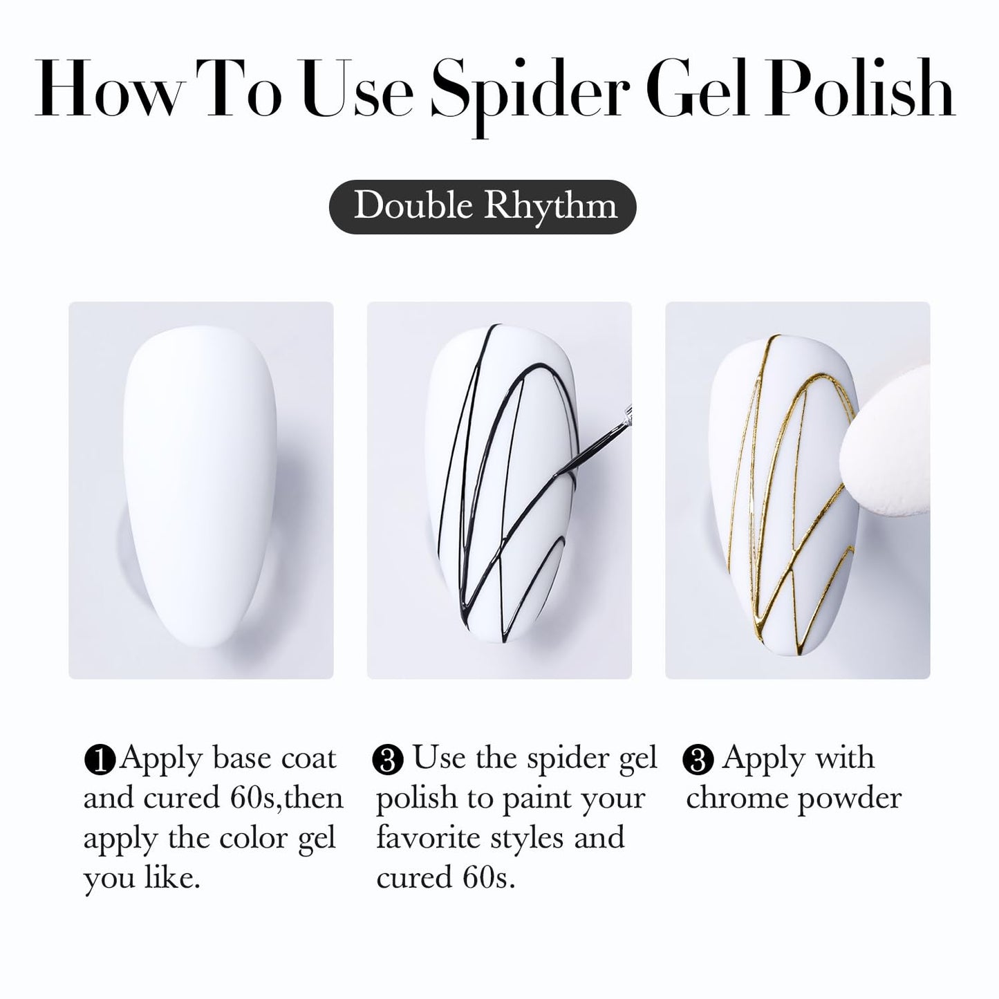 Double Rhythm 3D Nail Gel Solid Sculpting Gel for Nail Art Non-Sticky Hard Gel for Building Carving Molding Nail Extension Soak Off UV/LED Salon Home DIY 0.5 Oz (Spider Black)