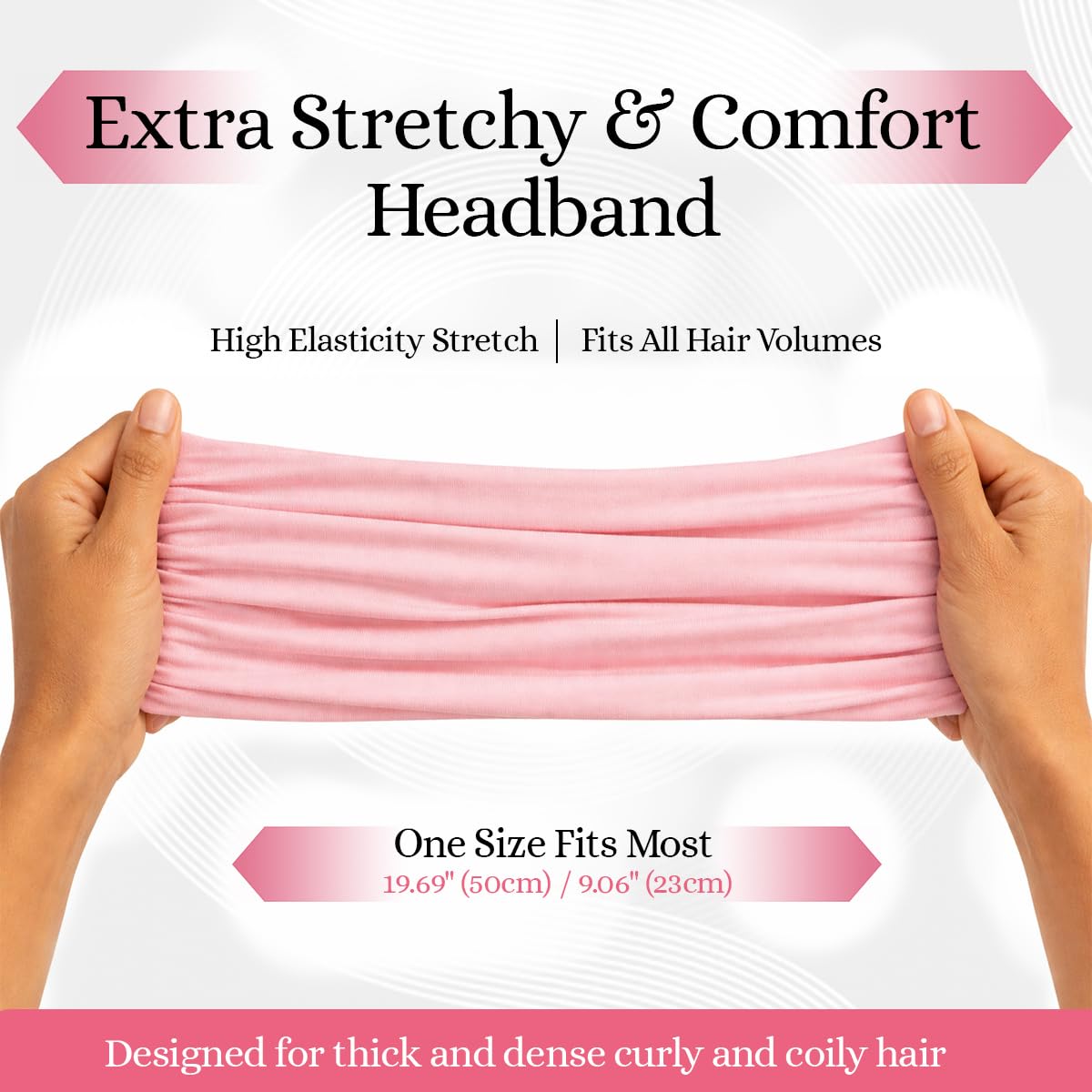 Wide Headbands for Women - Stretchy Non-Slip Boho Hair Accessories | Soft Cloth Yoga Band in Bubblegum Pink - Adult Size