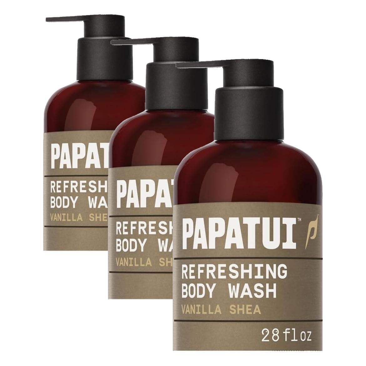 PAPATUI Refreshing Body Wash for Men - Exfoliating & Hydrating Coconut Oil Formula | Vanilla Shea | 28 oz