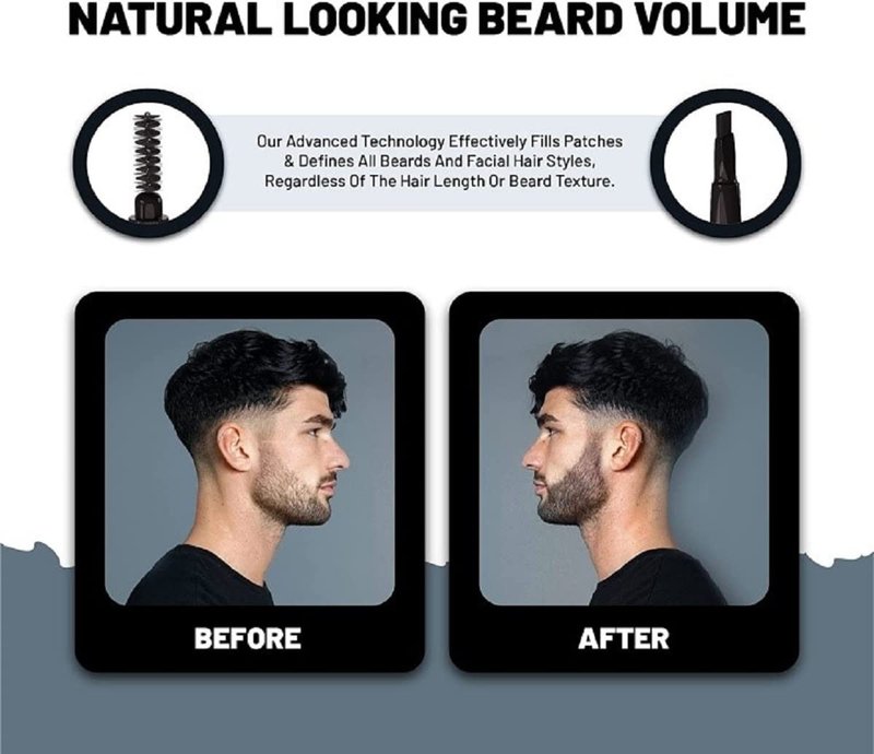 VOID Homme Beard Filler Pencil (Dark Brown) - Sweat & Waterproof, Smudge-proof, Cover Patches Instantly & Get Natural Beard Fullness