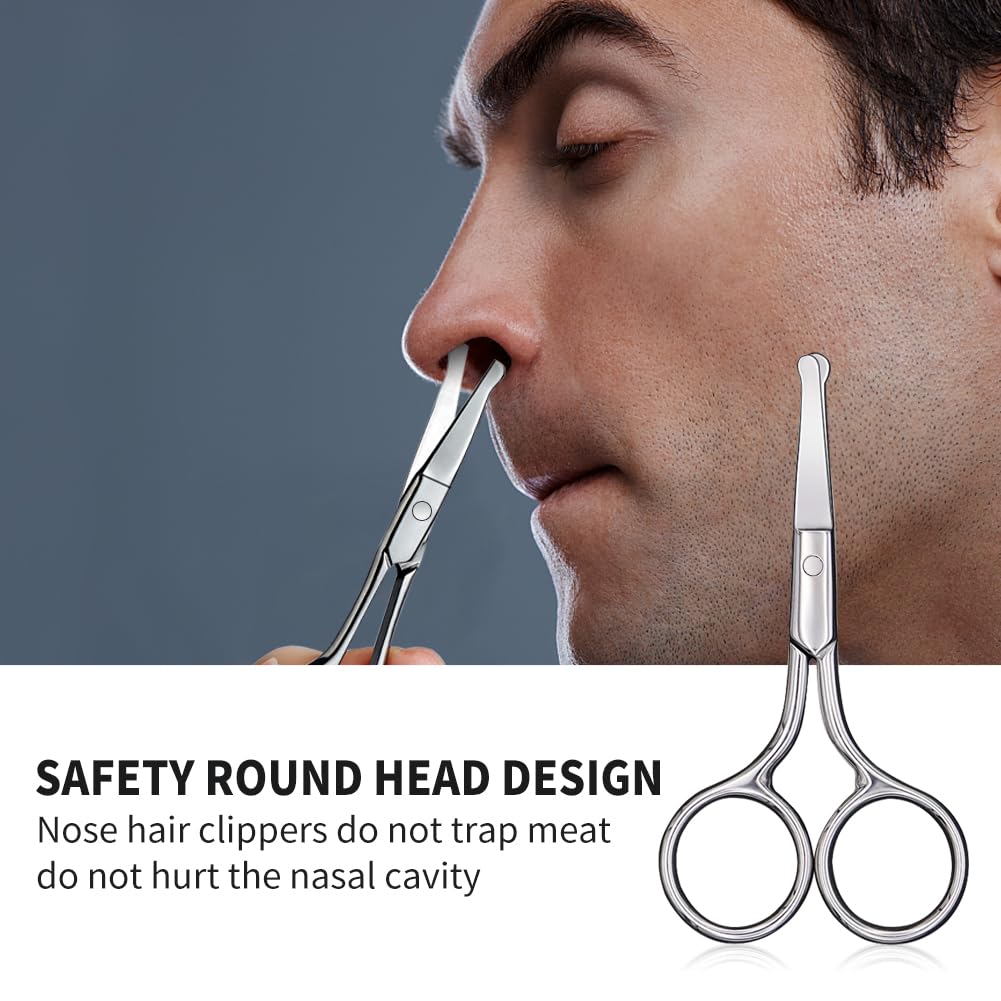AsonTao Small Scissors With Round Tip Design - Professional Grooming for Hair, Eyelashes, Nose, Eyebrow Trimming, Mustache - Will Not Hurt the Nasal Cavity