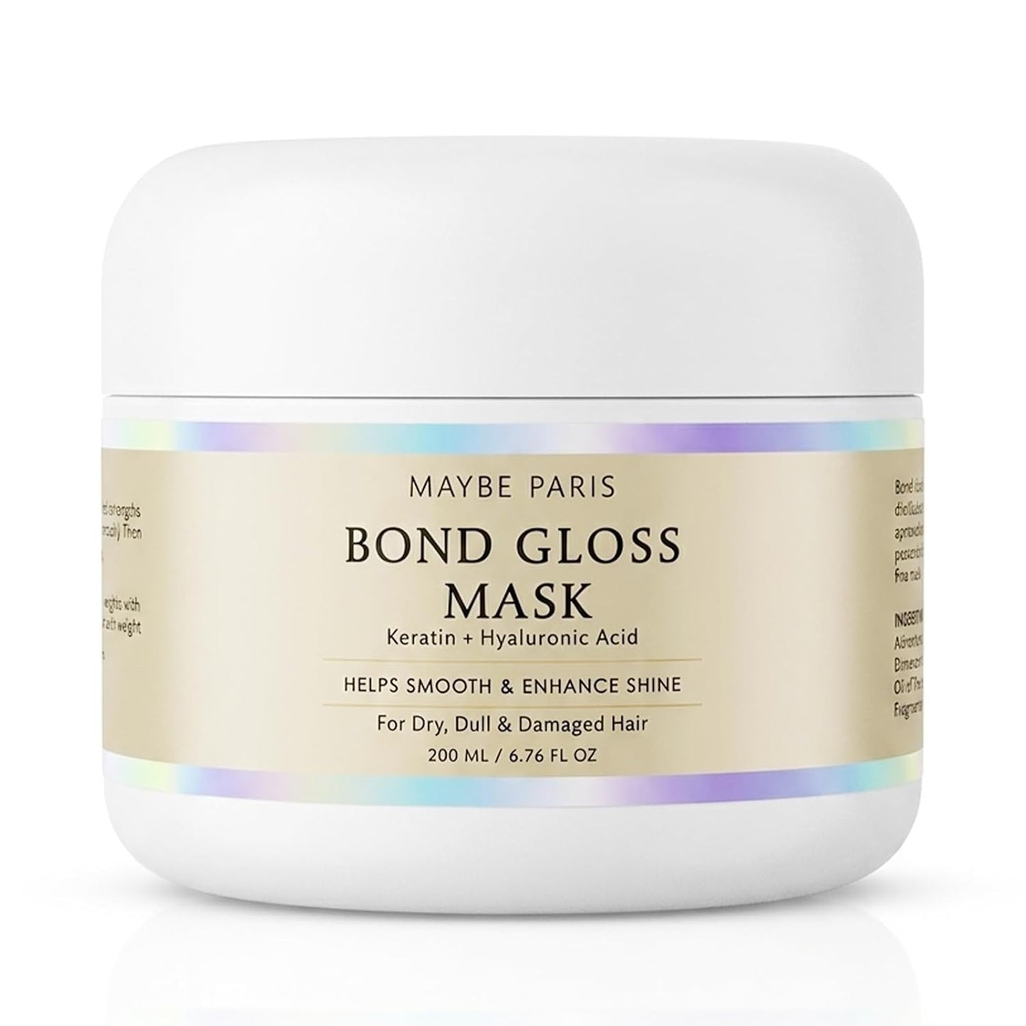 Bond Gloss Hair Mask - Keratin & Hyaluronic Acid Treatment for Dry, Damaged Hair | Hydrating Formula for Smooth, Shiny Hair (1 Pack)