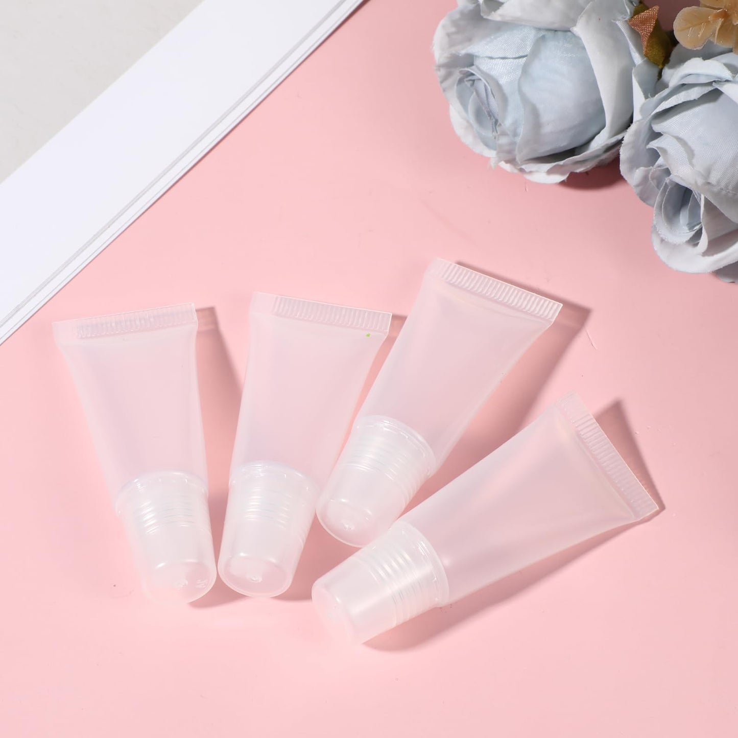10 Packs Refillable Lip Balm Tube 5ml Empty Lip Gloss Tubes Clear Soft Mini Cosmetic Refillable Lips Gloss Tubes for DIY Lips Base Makeup Travel Toiletries