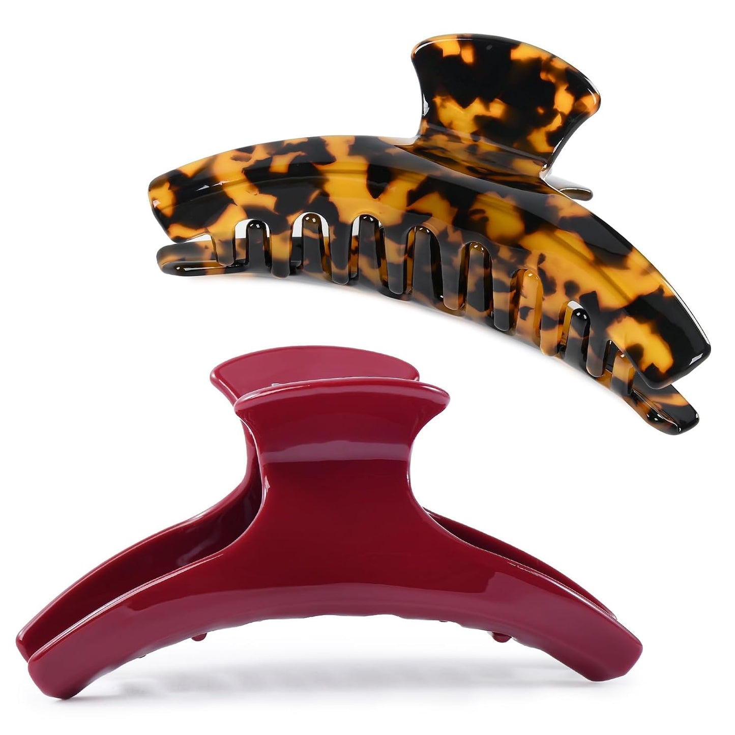 Hair Claw Banana Clips - Tortoise & Leopard Print Celluloid Barrettes | Large Fashion Accessories for Women