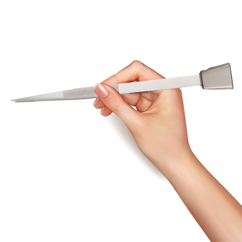 The Beadsmith Tweezers with Shovel - 7 inches long, 1.4mm serrated tip - Shovel for picking up small pieces - Stainless Steel - Precision Tool for Crafting and Jewelry Making