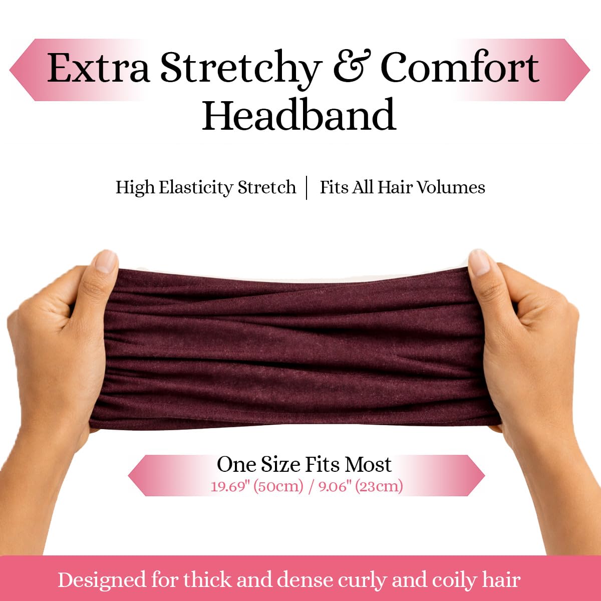 Curly Hair Headbands for Women - Stretchy Non-Slip Wide Yoga Bands | Chocolate Brown, Adult Size
