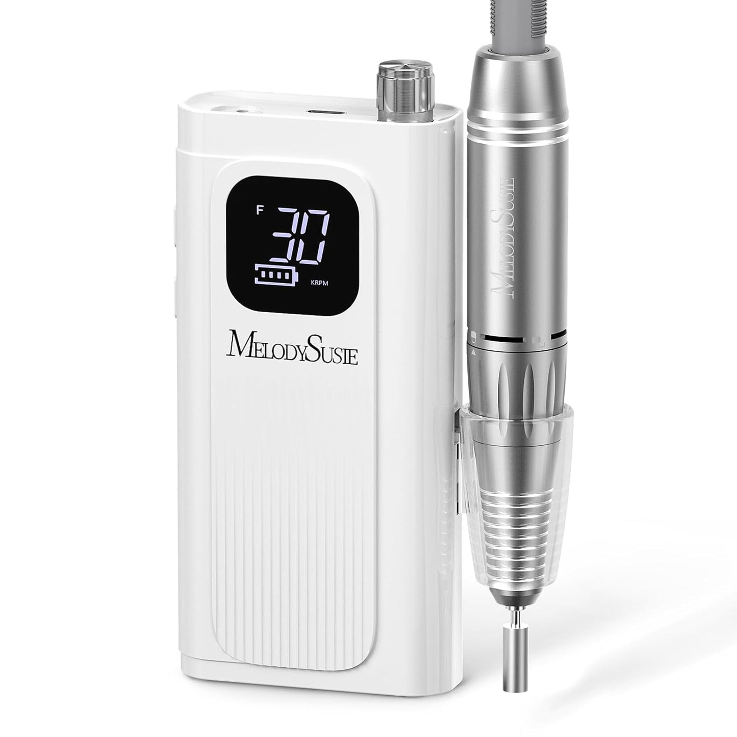 MelodySusie Nail Drill - 30000RPM Rechargeable E-File with LCD Display | Ideal for Manicure, Gel Removal & Nail Art Practice, Pink