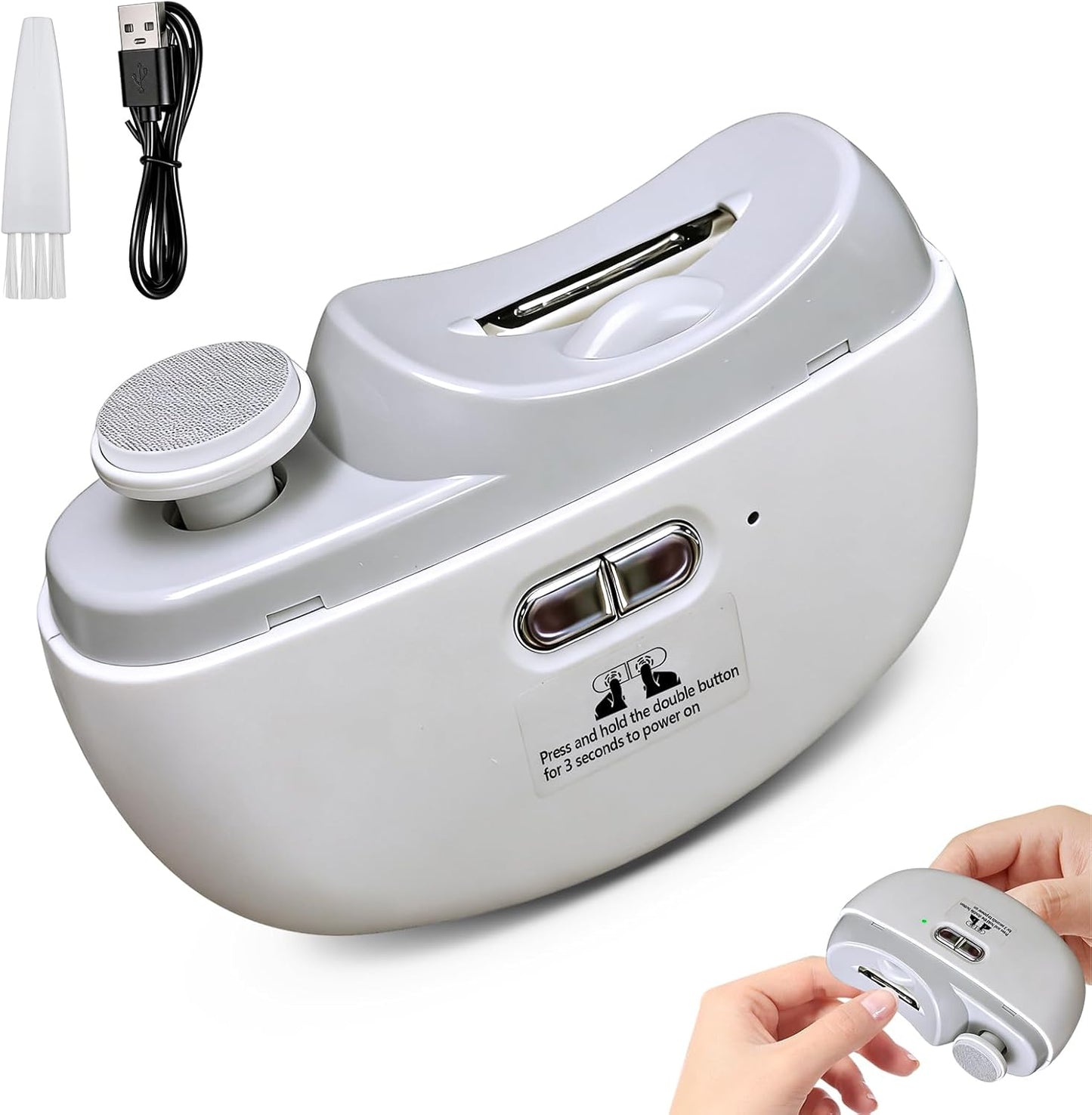 Electric Nail Clipper & Trimmer - 2 in 1 Automatic Nail Grinder with LED Light | USB Rechargeable, Quiet & Efficient for All Ages