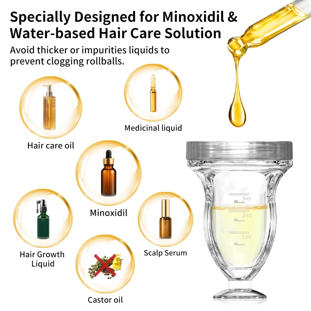 Minoxidil Applicator, Quick Efficient Apply No Messy Hair Serum Applicator Small Minoxidil Applicator Tool, Scalp Applicator Comb Minoxidil Brush Scalp Applicator Comb (Transparent)