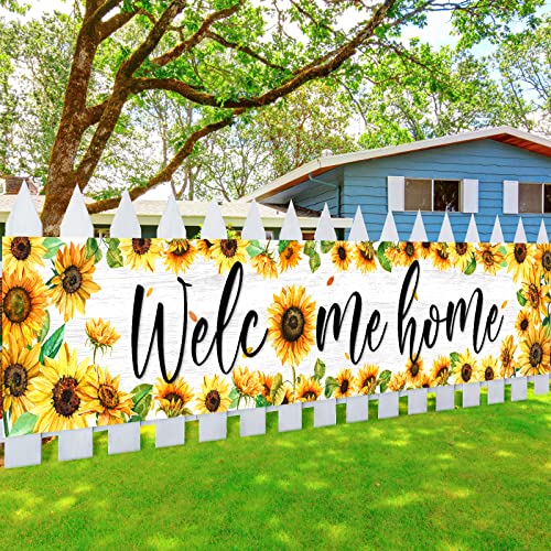 Sunflower Welcome Home Banner - Extra Large 98 x 18 Inches Decoration