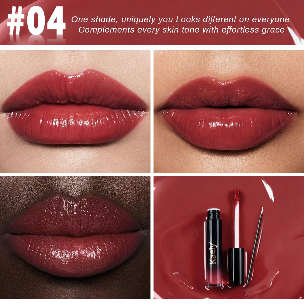 Kaely Longwear No-Budge Lipstick for Women, Highly Pigmented Liquid Lip Color Makeup, Non-Transfer Lip Gloss Stain Waterproof Smudge Proof 24 Hour, Instant Shine, Vegan & Cruelty-Free, 04 LIPPY