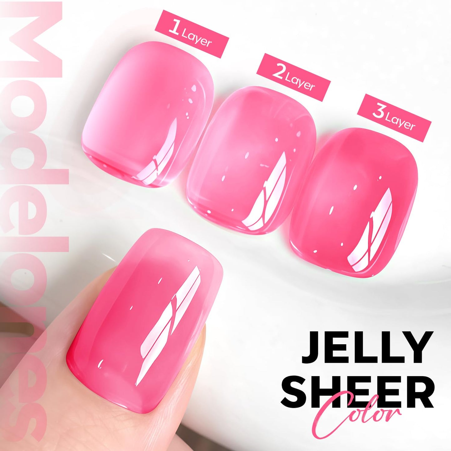 Pink Gel Nail Polish - Translucent Jelly Rose Color for Vibrant Summer Nail Art | 15ML