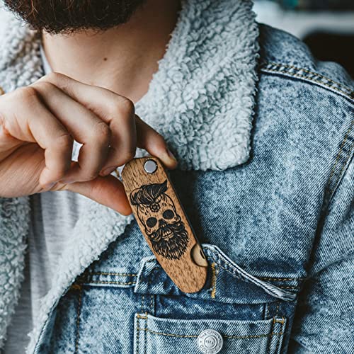Skull Design Beard Comb for Men - Premium Walnut Pocket Grooming