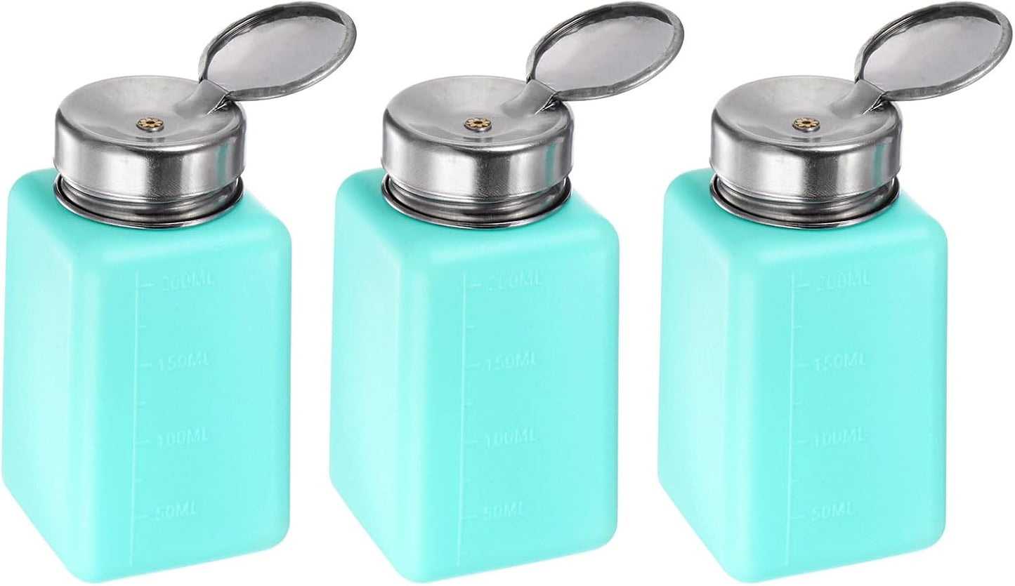 Harfington 3pcs Alcohol Dispenser Pump Bottles - 120ml Push Down with Stainless Steel Lid | White