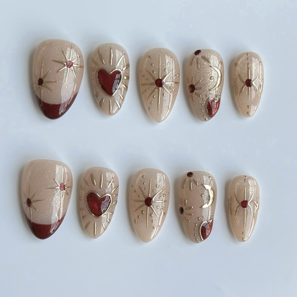 Press-On Almond Nails - Blue & Yellow Fruit Design | Reusable 30-Piece Nail Kit for Spring & Summer Manicure