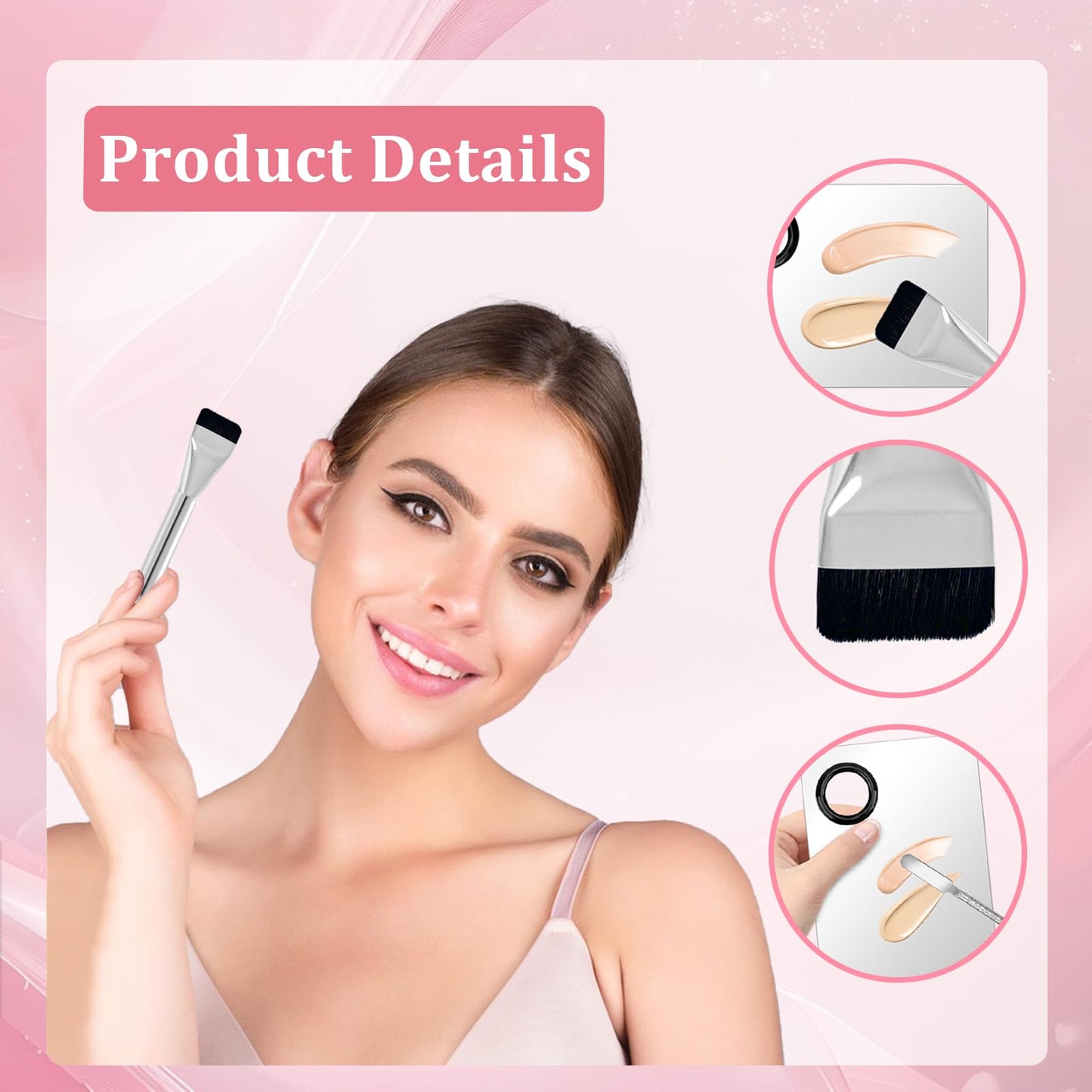 JDBZYDM 3 Pcs Make Up Spatula Tool including Cosmetic Makeup Mixing Palette Flat Foundation Brush Foundation Makeup Plate for Nail Art Eye Shadow Facial Cosmetic Pigment Blending