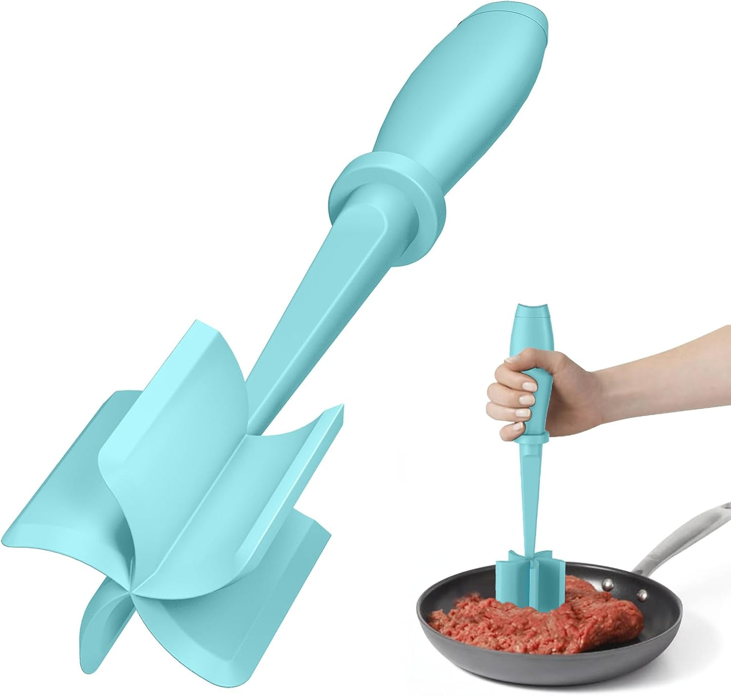 Meat Chopper - Premium Hamburger Grinder & Heat Resistant Smasher for Ground Beef | Black