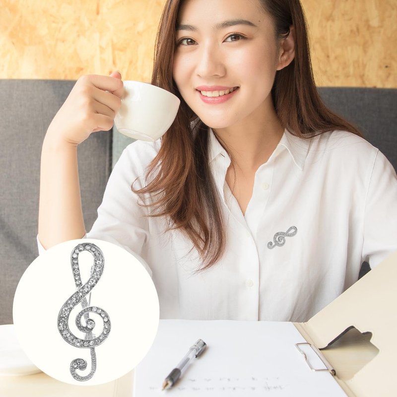 NOLITOY Rhinestone Music Note Lapel Pin Unisex Fashion Brooch for Suits Shirts and Formal Events Musical Theme Accessory