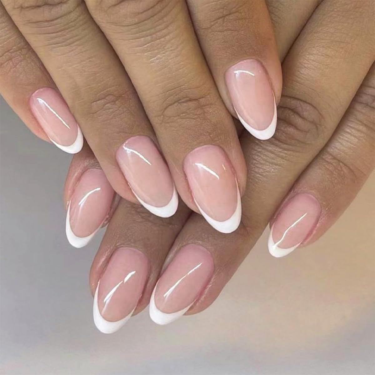 Press On Nails - Orange Almond Shape with Gold Glitter Swirl | 24 Pcs Acrylic Fake Nails for Women