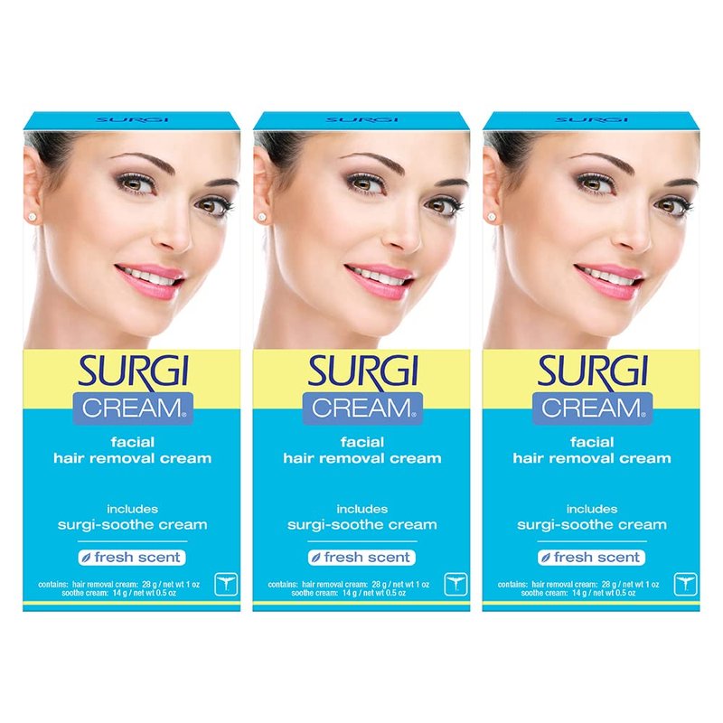 Surgiwax Facial Hair Removal Cream, Hair Remover for Face, 1 Ounce Tubes (Pack of 3)
