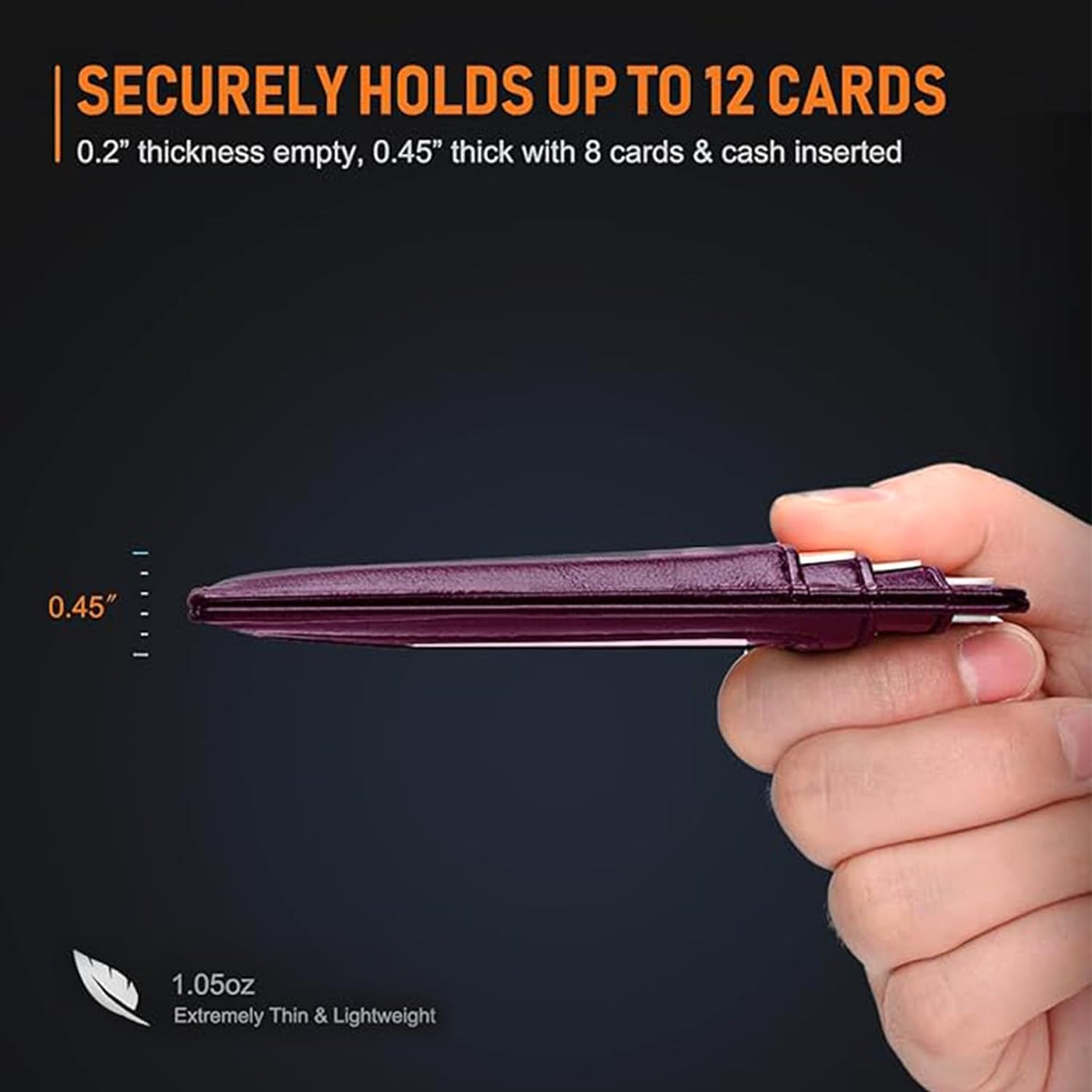 RFID Blocking Slim Leather Wallet - Front Pocket Minimalist Design for Men & Women Alaska Deep purple