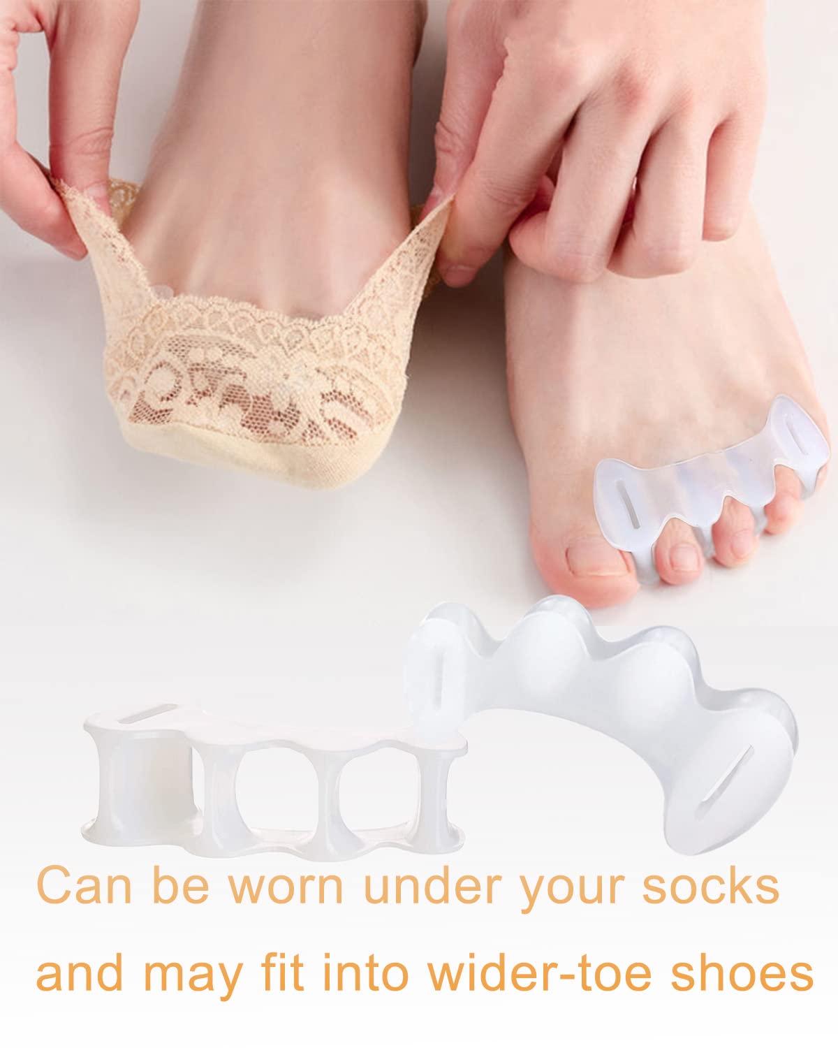 2Pairs Toe Separators Toe Spacers for Women Men to Correct Bunion, Relieve Feet Pain, Foot Alignment, Toe Straighteners for Hammertoes, Plantar Fasciitis (S, Women Shoe Size: 6.5-9, Men: 6-7)