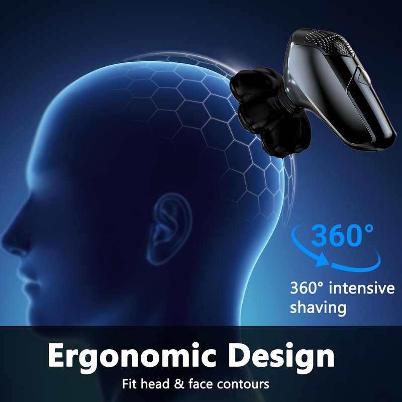 Magnetic 7D Head Shaver Replacement for Bald Men, Universal 7 Blades Floating Head for Electric Rotary Shaver, Razor Head with Brush Accessories