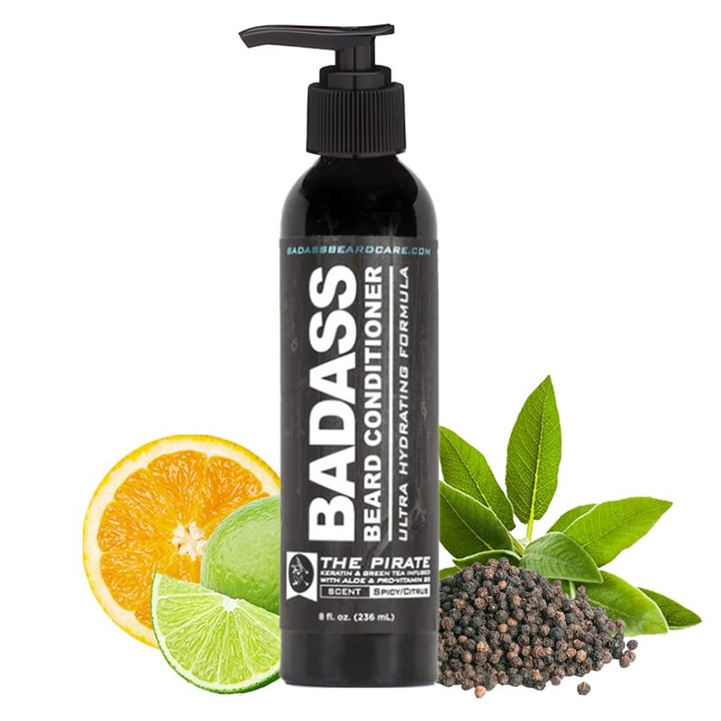 Badass Beard Care Beard Conditioner For Men - THE PIRATE, 8oz - Made of Natural Ingredients for A Healthy, Soft, & Itch Free Beard and Mustache
