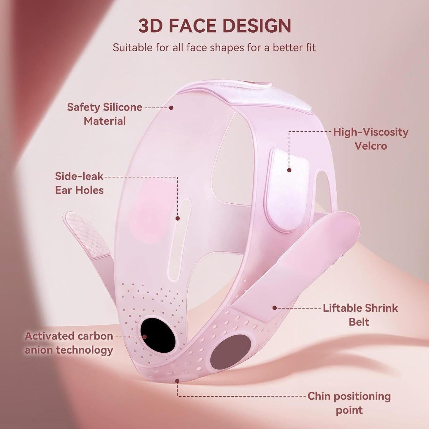 V-Shaped Soft Silicone Chin Strap Face Mask - Comfortable Fit for Enhanced Support