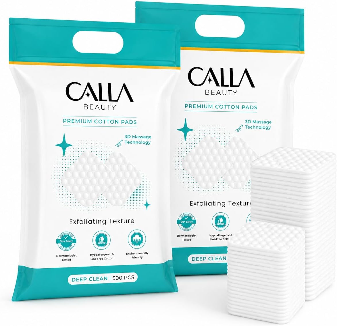 Deep Clean Cotton Pads - Textured Woven Makeup Remover Rounds | Thick & Tear-Resistant, 300 Count (Pack of 2)