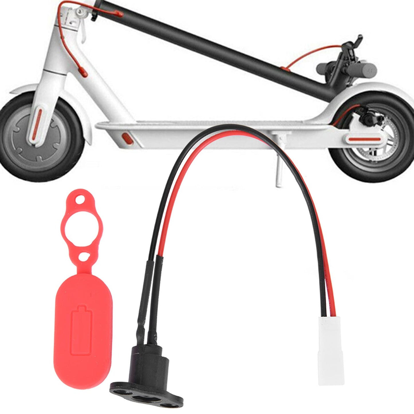 Qiilu Electric Scooter Charger Port Aovo Pro Charging Port Gel Silicone Sleeve Charging Port with Waterproof Cover for M365 Electric Scooter Sory