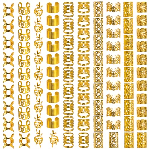Nafaboig 100PCS Gold Hair Jewelry for Braids - Assorted Accessories