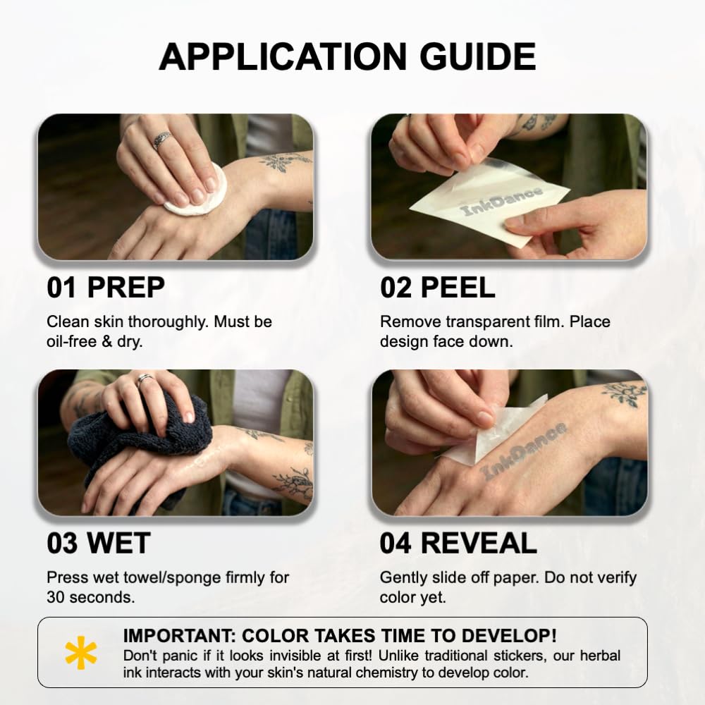 InkDance Semi-Permanent Tattoo, Warrior's Path, Long Lasting Temporary Tattoos, Waterproof Plant-Based Ink, Lasts 1-2 Weeks, Color Develops in 24 Hours D028