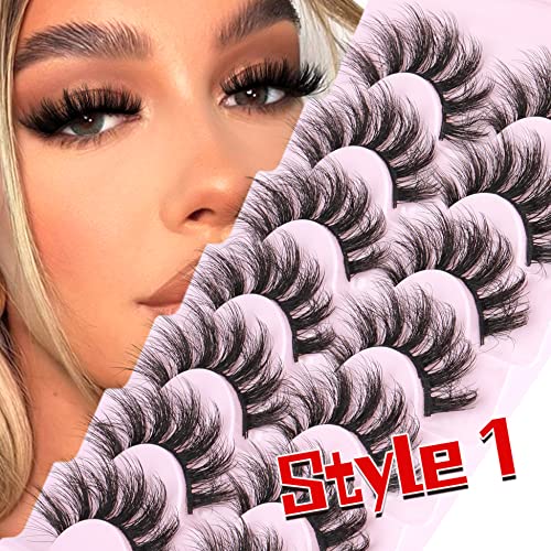 TNFVLONEINS 21 Pairs Fluffy Mink Lashes - 3 Styles Natural Wispy Curly Fake Eyelashes