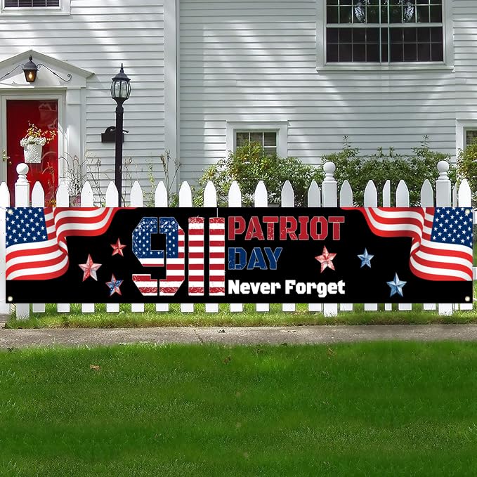 911 Patriot Day We Will Never Forget Banner - 120x20 Inches